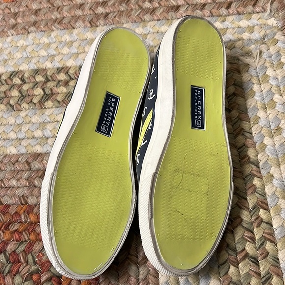 Sperry Topsiders Navy/ Yellow Sea Coast Anchor canvas sneakers women’s s… - Picture 8 of 9